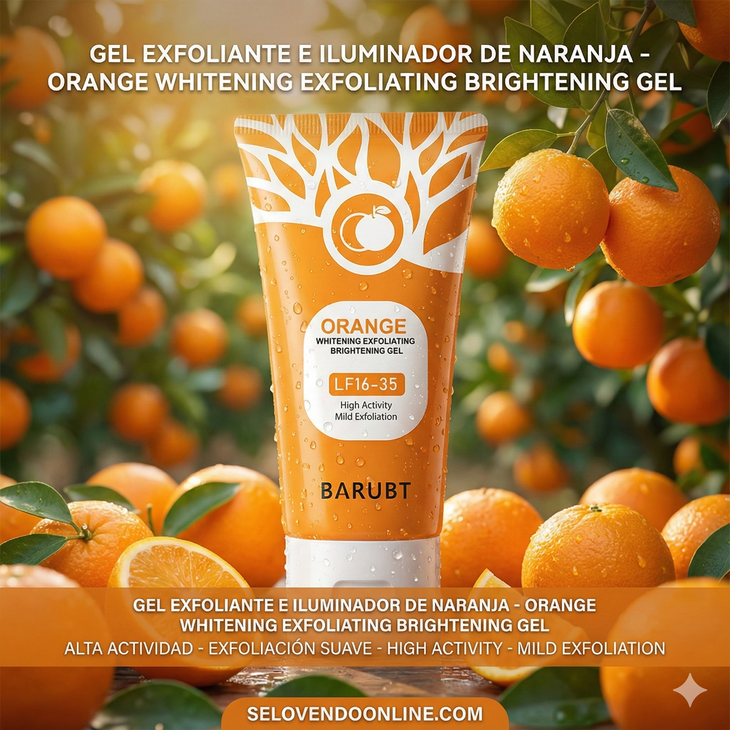 Exfoliante facial y corporal iluminador de naranja natural – Gel iluminador de 50 g